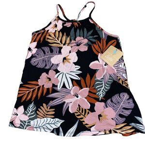 Girls Bixby Nomad Black Tropical Floral Tank Top Size M NWT